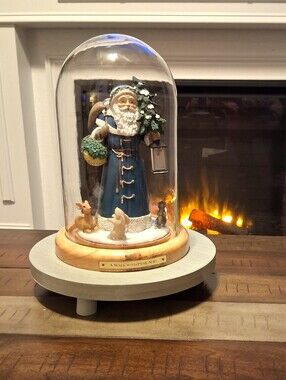 Vintage 'A Walk With Pere Noel' Blue Santa Dome Figurine